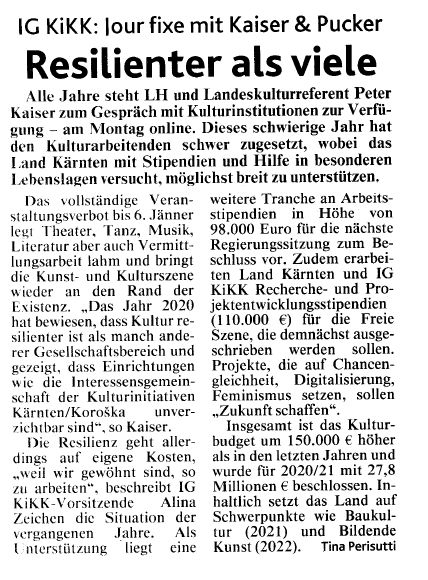 Bericht Kronen Zeitung Jour Fixe Kaiser 2020